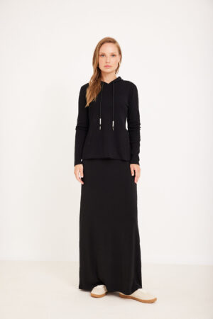 יוגה אחורית שחורה עם כיסים, אופנת נוחות ללבוש, ביגוד עכשווי ואופנתי לנשים.