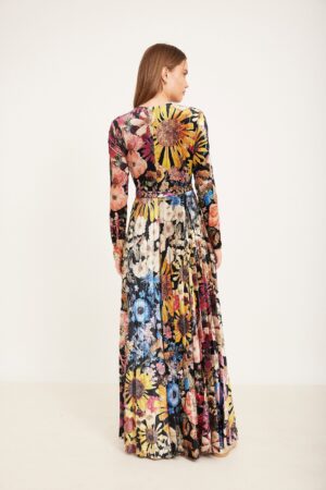 פרחוני שמלת ערב צבעונית, אופנה לנשים באורדמן.