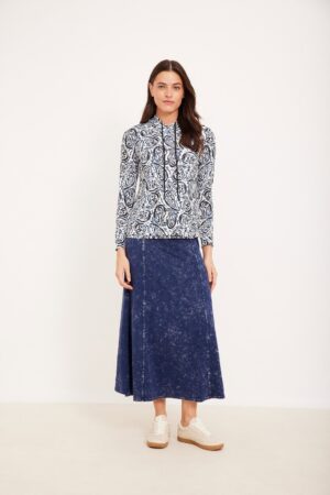 חולצת הנקה פייזלי כחול לבן