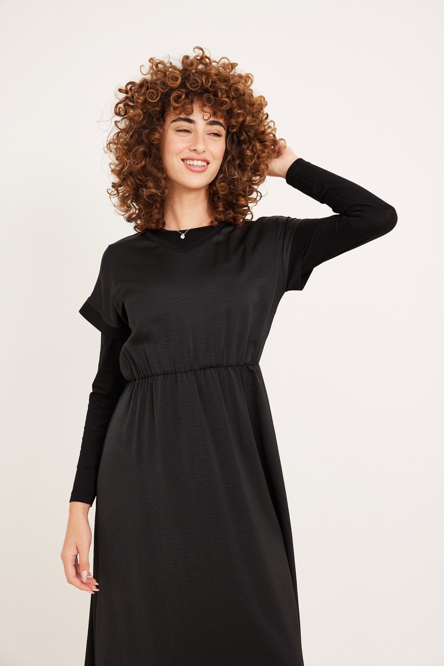 סרפן סאטן שחור Ordman-אופנה-נוחה-לבישה-שמלצה-נועצים.