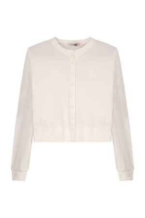 ג'קט לבן רוכסן אופנתי ונוח ללבוש מבדים איכותיים.