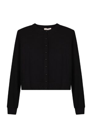 ריפלייק סרוגה שחורה עם כפתורים לנשים, אופנת נוחות וסטייל מזמינה.