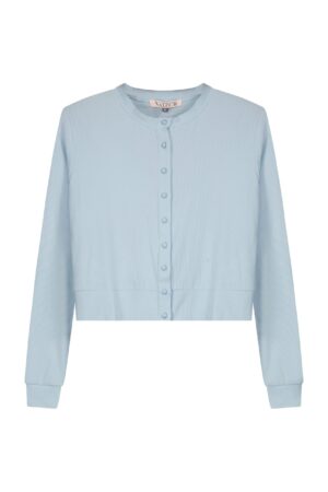 בלבוש נוח ואלגנטי - סוור אוטור בצבע תכול עם כפתורים, מתאים לאופנה יומיומית וסטייל Frances.