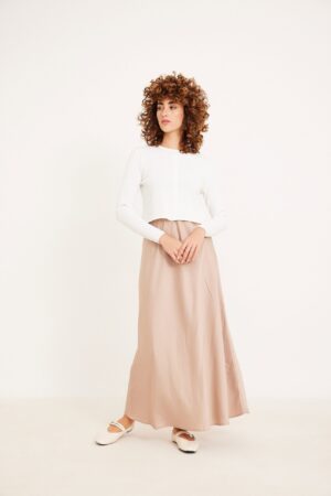 חצאית סאטן בז