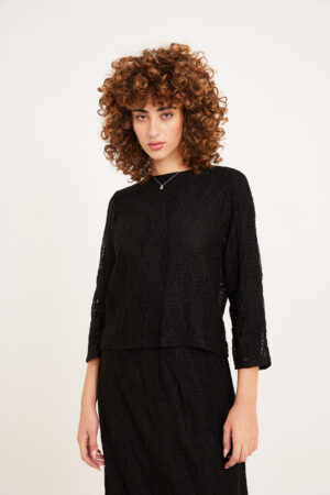 חולצת רשת תחרה שחור