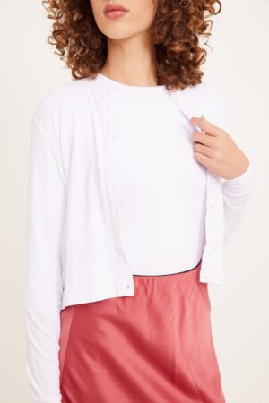 קרדיגן כפתורים ריב לבן