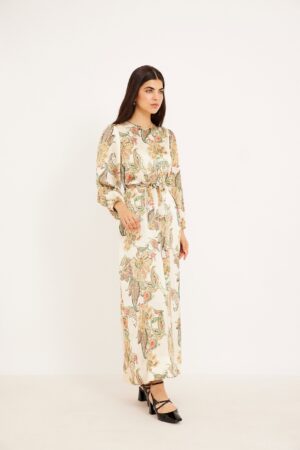 שמלת סאטן זהב ירוק