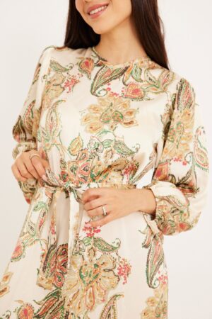 שמלת סאטן זהב ירוק