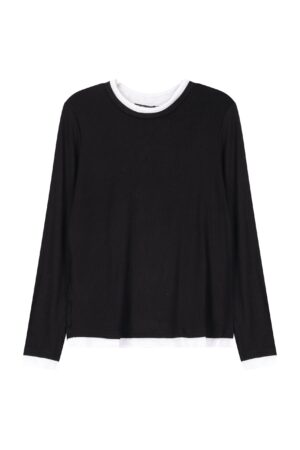 חולצת סרוגה נוחה בצבע שחור-לבן, אופנה נוחה ללבוש, מבחר בגדי אופנה ייחודיים.