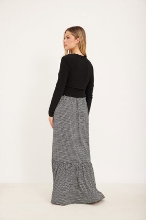 שמלת הנקה מנוקדת שחור לבן