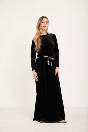 שמלת הנקה קטיפה ריבועים וסרט