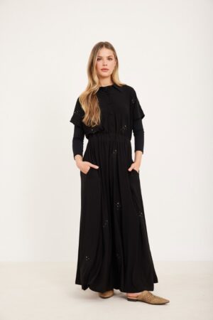 שמלת לייקרה פרחים רקומים