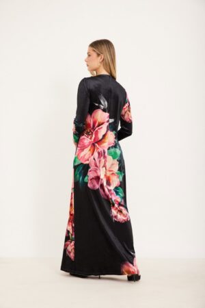 שמלת קטיפה ישרה פרחונית