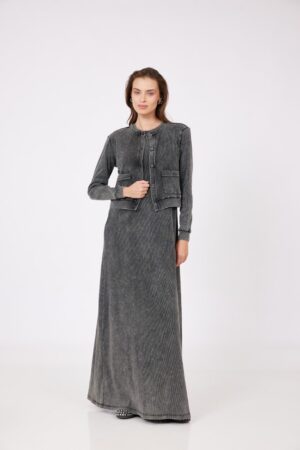 קרדיגן ריב מכובס אפור