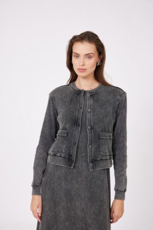 קרדיגן ריב מכובס אפור