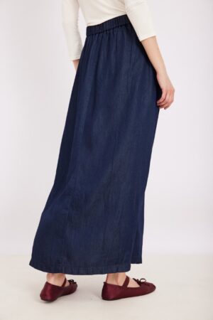 רוחב-אורך חצאית ג'ינס ארוכה לנשים, נוחות וסטייל אחיד לאופנה יומיומית.