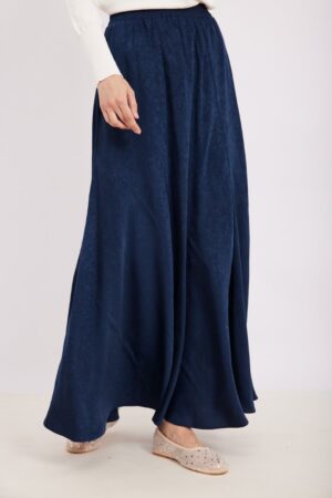 חצאית חלקים סאטן טקסטורה כחולה