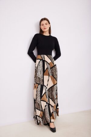 שמלת סריג חצאית מנומרת