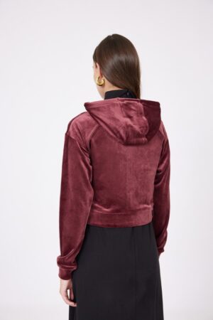 קפוצ'ון קטיפה קצר בורדו