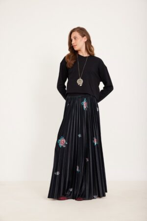 חצאית פליסה קטיפה פרחים