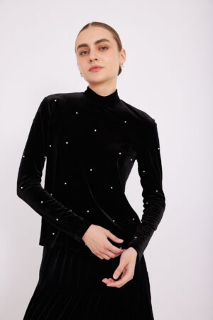 חולצת קטיפה פנינים