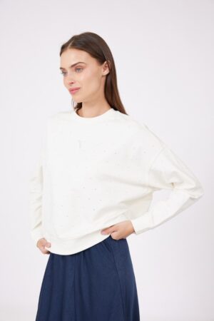 חולצת פוטר יהלומים שמנת